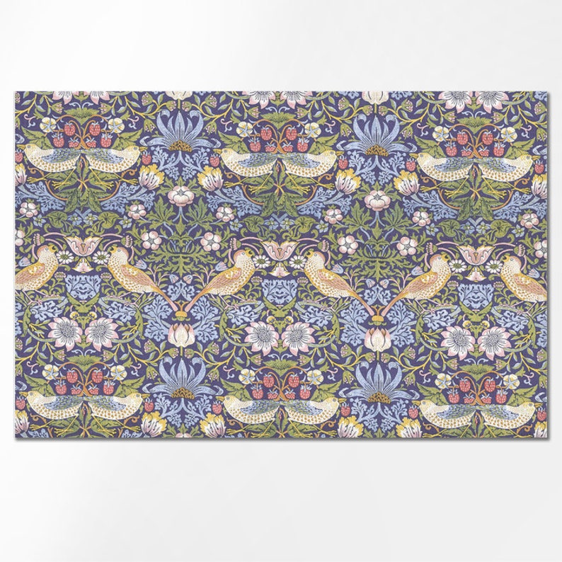 Tischsets Erdbeerdieb“ aus Leinen Tischdekoration mit botanischem Print, 32 x 48 cm