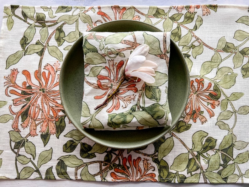 Geißblatt-Motiv aus  Leinen, 32 x 48 cm