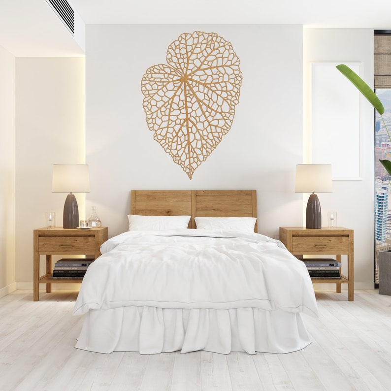 Abstraktes Blatt Wandbild aus HDF, 3 mm stark, moderne Holzkunst für den Innenbereich