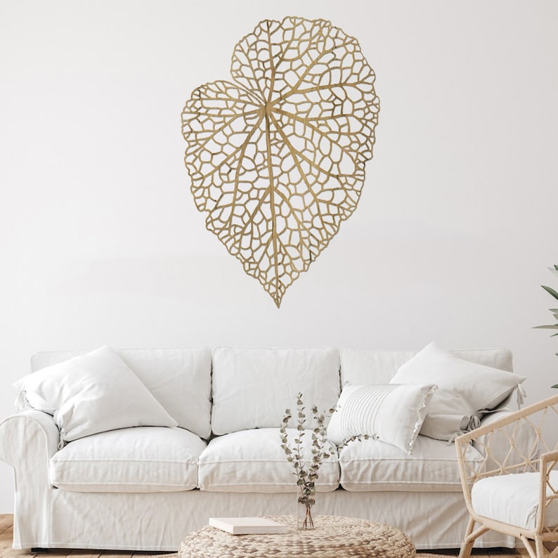 Abstraktes Blatt Wandbild aus HDF, 3 mm stark, moderne Holzkunst für den Innenbereich