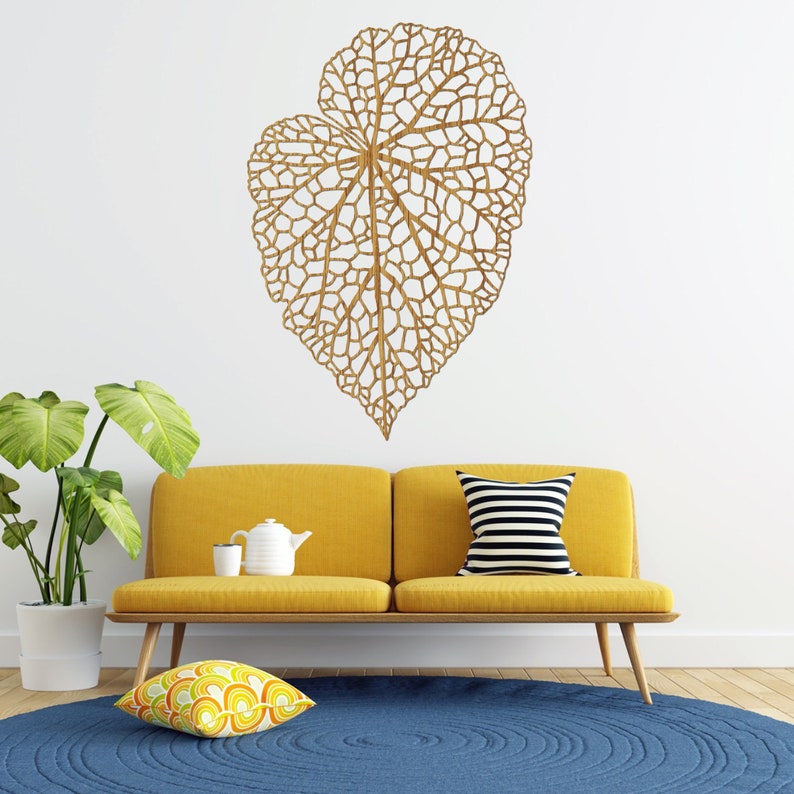 Abstraktes Blatt Wandbild aus HDF, 3 mm stark, moderne Holzkunst für den Innenbereich
