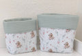 Utensilo-Set Aufbewahrung mit Eukalyptusmuster, Waffelpique hell altmint, 2 Teile