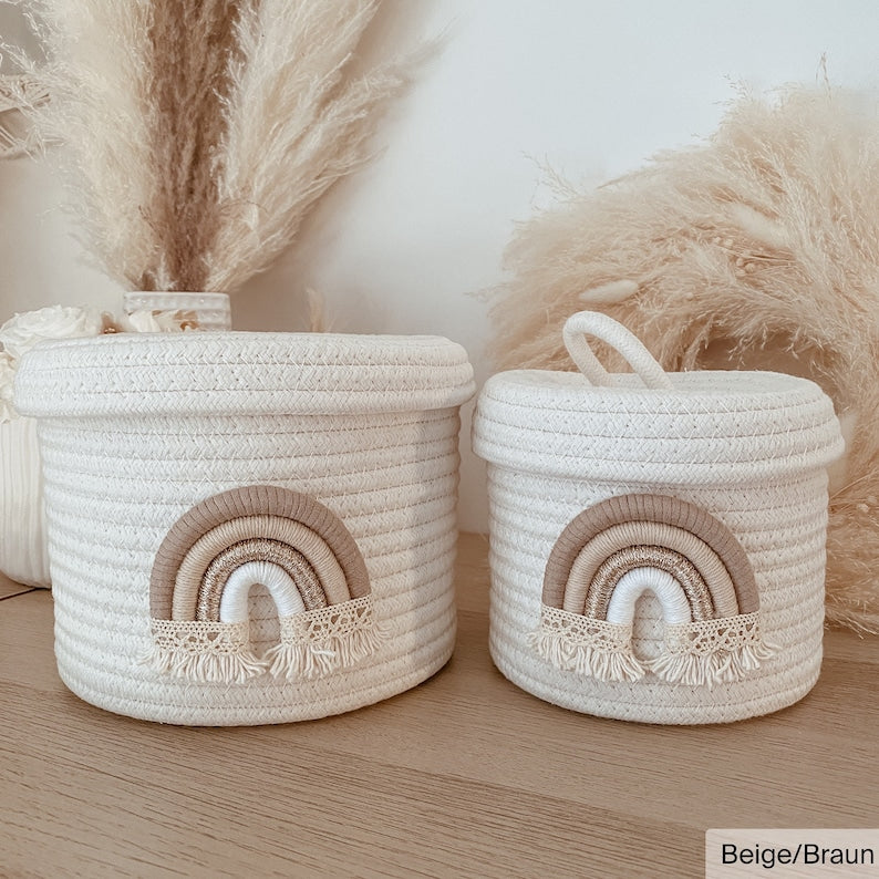 2er Set Aufbewahrungskörbe für den Wickeltisch, ca. 20 cm und ca. 16 cm Durchmesser