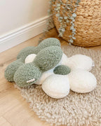 Gänseblümchen-Kissen, Dekokissen aus Plüsch-Teddy-Stoff, 33 cm