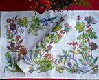 Leinen Tischsets im Set, botanischer Herbst-Druck, 32 x 48 cm
