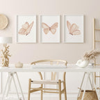 Boho Schmetterling Wandkunst – 3er Set Aquarell Fine-Art-Drucke auf Satinpapier