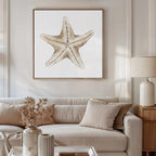 Küsten Wand Kunst 2er Set – Beige Seesterne & Diskusfische, Fine Art Papier, 280 g/m², Hamptons Stil