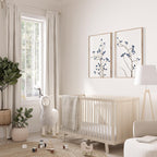 Minimalistische blaue botanische Wandkunst - oder Schlafzimmer