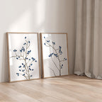 Minimalistische blaue botanische Wandkunst - oder Schlafzimmer