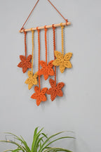 Makramee Blatt Wandbehang aus Baumwollschnur, handgefertigt, 45 cm breit, 50 cm hoch