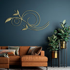 Luxuriöse minimalistische Metall-Wandkunst – botanische Blatt- und Rankenskulptur, moderne abstrakte Wanddekoration