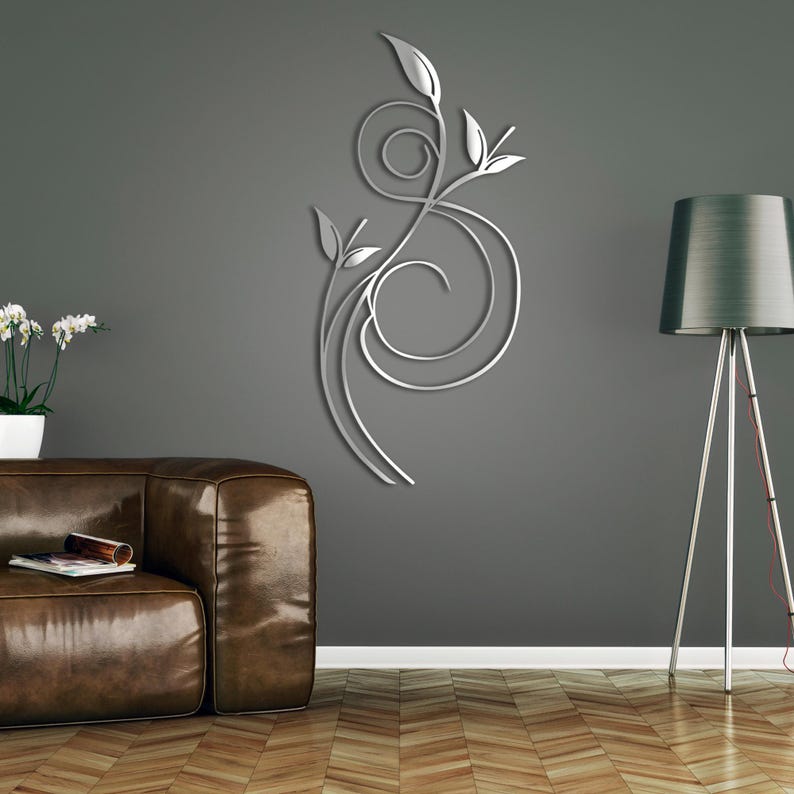 Luxuriöse minimalistische Metall-Wandkunst – botanische Blatt- und Rankenskulptur, moderne abstrakte Wanddekoration