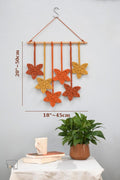 Makramee Blatt Wandbehang aus Baumwollschnur, handgefertigt, 45 cm breit, 50 cm hoch