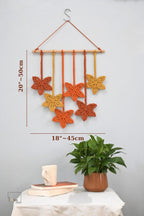 Makramee Blatt Wandbehang aus Baumwollschnur, handgefertigt, 45 cm breit, 50 cm hoch