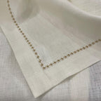 Rundes Leinen-Platzset mit Serviette, Leinen, Ziernähte, handgefertigt