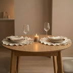 Runde Tischsets mit Rüschen, gewebt aus Leinen und Baumwolle, waschbar, Bauernhaus-Stil