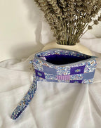 Handgefertigte Patchwork-Tasche mit handgestickten Blumen und Stoffen