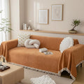 Moderner Chenille-Sofabezug, weicher, kratzfester Sofaüberwurf im Boho-Stil