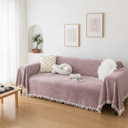 Moderner Chenille-Sofabezug, weicher, kratzfester Sofaüberwurf im Boho-Stil