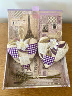 Vintage Patchwork-Lavendelherzen, 2er-Set, handgefertigt, 9,5 cm x 10 cm