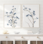 Minimalistische blaue botanische Wandkunst - oder Schlafzimmer
