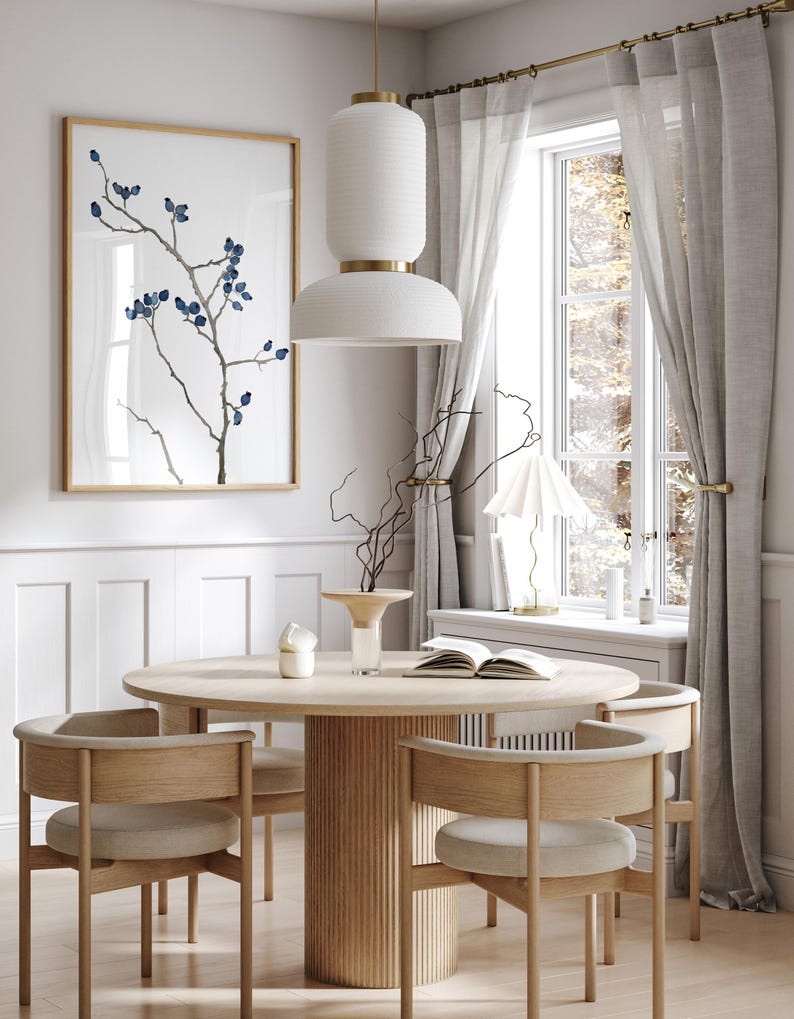 Minimalistische blaue botanische Wandkunst - oder Schlafzimmer