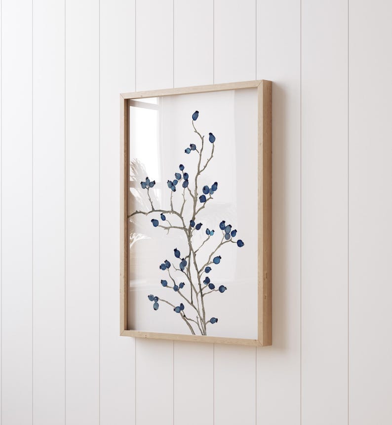 Minimalistische blaue botanische Wandkunst - oder Schlafzimmer
