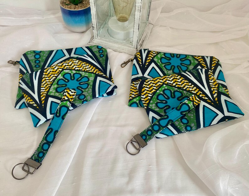 Geometrische Reißverschlusstaschen im Vintage-Stil, glasierter Baumwollstoff, gefüttert