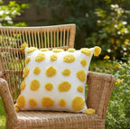 Gestickter getufteter Kissenbezug 45 x 45 cm mit Quasten, Baumwoll-Polyester, Boho-Bauernhaus-Stil