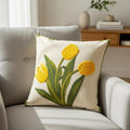 Gestickter Tulpen-Kissenbezug 45 x 45 cm aus Baumwolle und Polyester