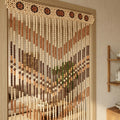 Handgefertigter Holzperlen-Türvorhang, 30 Stränge, Buchenholz, natur, 2,0 × 1,05 m