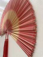 Altrosa Boho Wandfächer aus Bambus, großer handgefertigter Wandbehang für Schlafzimmer
