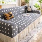 Stretch-Sofabezug mit Pünktchenmuster, weicher Baumwollstoff, moderner Couchschutz