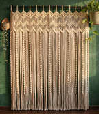 Handgefertigter Makramee-Vorhang aus Baumwolle, Fenstervorhang oder Türvorhang, Boho-Gardine