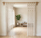 Handgefertigter Makramee-Vorhang aus Baumwolle, Fenstervorhang oder Türvorhang, Boho-Gardine