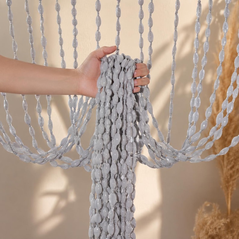 Perlenbesetzter Türvorhang, Boho-Raumteiler, 100 × 200 cm, Polyester mit Perlen