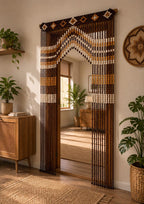 Handgefertigter Türvorhang aus Holzperlen – bogenförmiger Vorhang aus Buchenholz, 200 × 100 cm