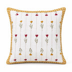 Kissenbezug aus Baumwolle mit Blumenmuster, 40 × 40 cm, senfgelber Blockdruck