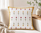 Kissenbezug aus Baumwolle mit Blumenmuster, 40 × 40 cm, senfgelber Blockdruck