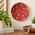 Handgewebter Korb, 20 cm, Boho-Wanddeko in Naturbeige und Terrakotta