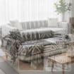 Boho Scandi Sofaüberwurf aus Chenille mit geometrischem Ethno-Muster, Schutzbezug für Sofa und Couch