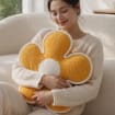 Plüschkissen in Gänseblümchenform mit Borte, weiches Teddy-Plüsch-Dekokissen